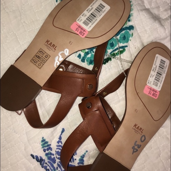 Brown Leather Karl Lagerfeld Sandals - Picture 2 of 3